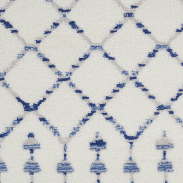 HomeRoots 8' Elegant Ivory and Blue Geometric Distressed Area Rug – Soft, Non-Skid, Stain Resistant Design 8' X 12' 551413
