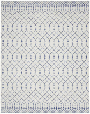 HomeRoots 8' Elegant Ivory and Blue Geometric Distressed Area Rug – Soft, Non-Skid, Stain Resistant Design 8' X 12' 551413
