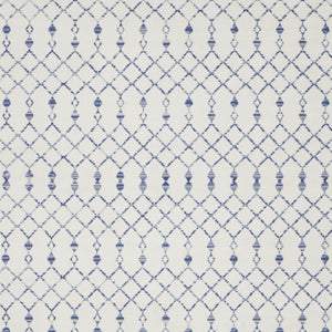 Homeroots 8' X 12' Ivory And Blue Geometric Distressed Non Skid Area Rug  Polypropylene 551413
