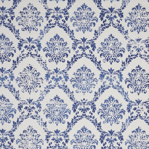 Homeroots 8' X 12' Ivory And Navy Blue Damask Distressed Non Skid Area Rug  Polypropylene 551414