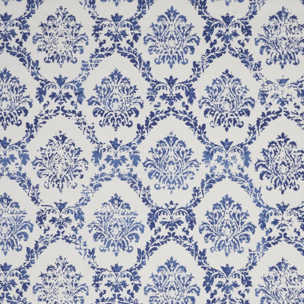 Homeroots 8' X 12' Ivory And Navy Blue Damask Distressed Non Skid Area Rug  Polypropylene 551414