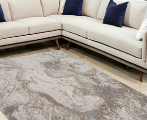 Homeroots 9' X 12' Ivory And Gray Abstract Non Skid Area Rug  Polypropylene,Polyester 551415