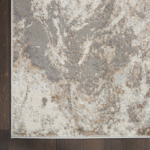 HomeRoots 8' Ivory and Gray Abstract Area Rug - Modern Design, Non-Skid Backing, Perfect for Any Room Décor 9' X 12' 551415