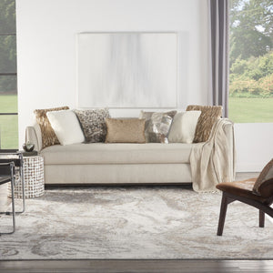HomeRoots 8' Ivory and Gray Abstract Area Rug - Modern Design, Non-Skid Backing, Perfect for Any Room Décor 9' X 12' 551415
