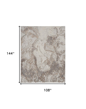 Homeroots 9' X 12' Ivory And Gray Abstract Non Skid Area Rug  Polypropylene,Polyester 551415