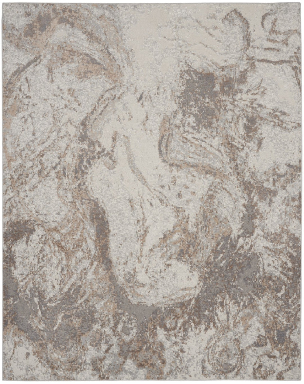HomeRoots 8' Ivory and Gray Abstract Area Rug - Modern Design, Non-Skid Backing, Perfect for Any Room Décor 9' X 12' 551415