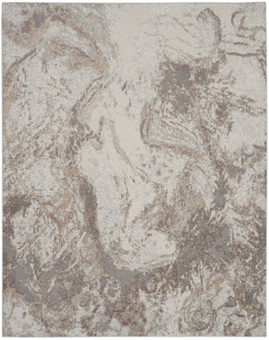 HomeRoots 8' Ivory and Gray Abstract Area Rug - Modern Design, Non-Skid Backing, Perfect for Any Room Décor 9' X 12' 551415