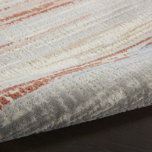 HomeRoots 8' Abstract Area Rug in Ivory, Red, and Blue - Modern Non-Skid Design for Living Spaces and More 9' X 12' 551416