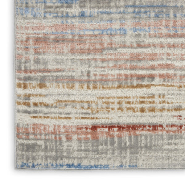 HomeRoots 8' Abstract Area Rug in Ivory, Red, and Blue - Modern Non-Skid Design for Living Spaces and More 9' X 12' 551416