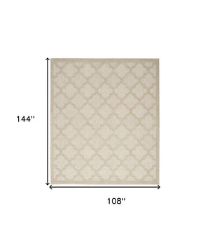 HomeRoots 9' X 12' Cream and Beige Trellis Area Rug – Timeless Indoor/Outdoor Style, Durable, Easy-Clean Design 551420