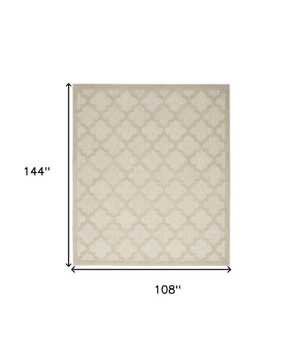 HomeRoots 9' X 12' Cream and Beige Trellis Area Rug – Timeless Indoor/Outdoor Style, Durable, Easy-Clean Design 551420