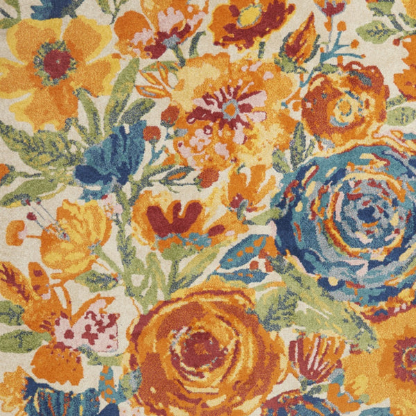 Homeroots 9' X 12' Cream Floral Power Loom Area Rug  Polypropylene 551422