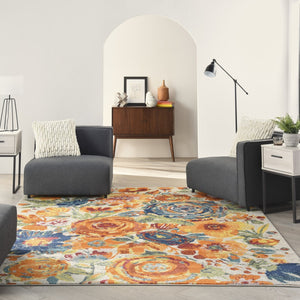 HomeRoots 9' Cream Floral Power Loom Area Rug - Timeless Elegance for Living Rooms, Dining Areas & More 9' X 12' 551422