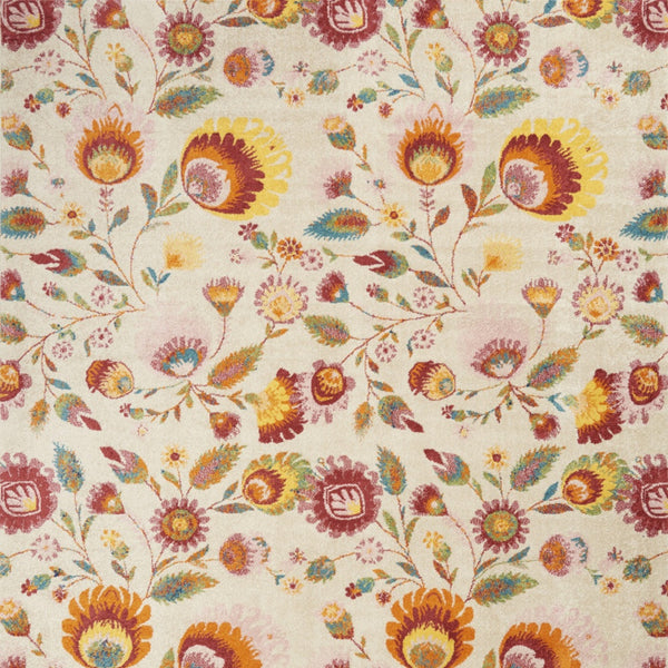 Homeroots 9' X 12' Cream Floral Power Loom Area Rug  Polypropylene 551423