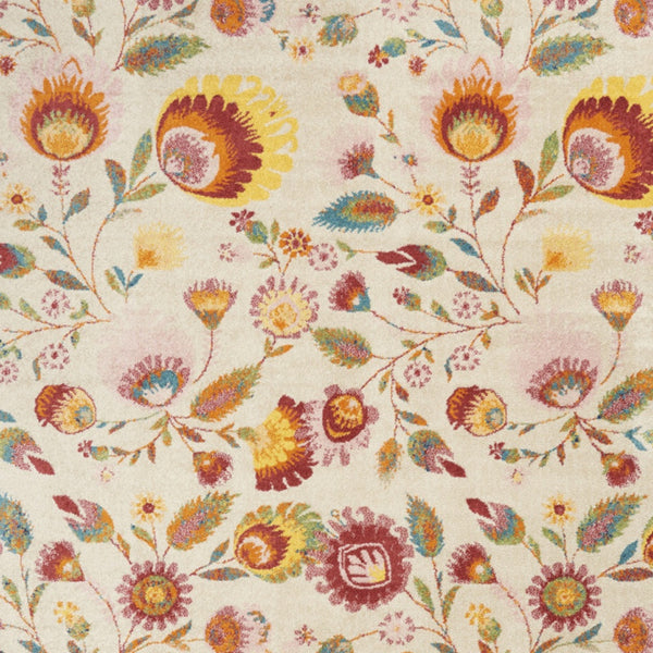 Homeroots 9' X 12' Cream Floral Power Loom Area Rug  Polypropylene 551423