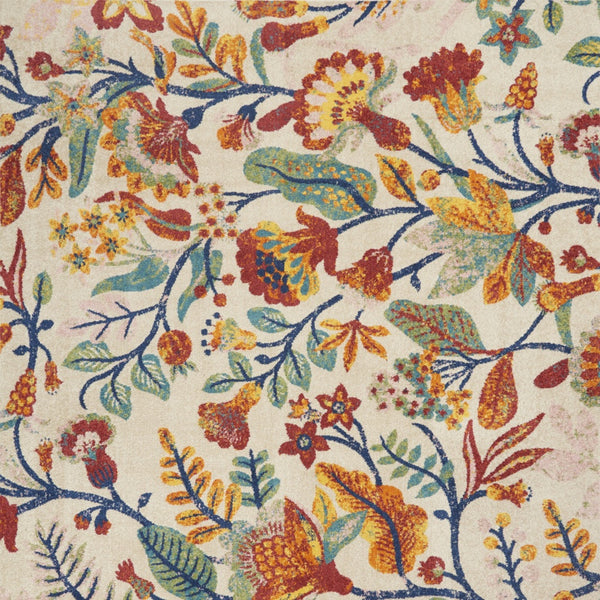 Homeroots 9' X 12' Cream Floral Power Loom Area Rug  Polypropylene 551424