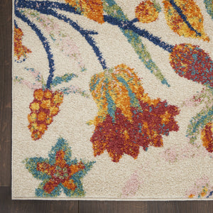 Homeroots 9' X 12' Cream Floral Power Loom Area Rug  Polypropylene 551424