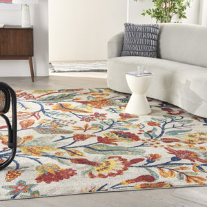 HomeRoots 5' Elegant Cream Floral Area Rug - Timeless Design, Durable Power Loom Construction for Any Room 9' X 12' 551424