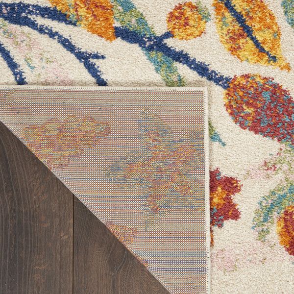 Homeroots 9' X 12' Cream Floral Power Loom Area Rug  Polypropylene 551424