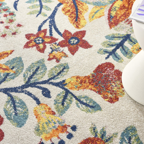 HomeRoots 5' Elegant Cream Floral Area Rug - Timeless Design, Durable Power Loom Construction for Any Room 9' X 12' 551424