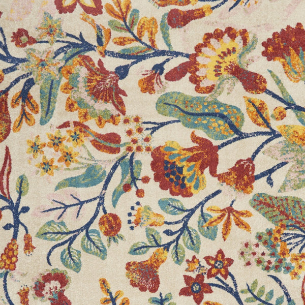 Homeroots 9' X 12' Cream Floral Power Loom Area Rug  Polypropylene 551424