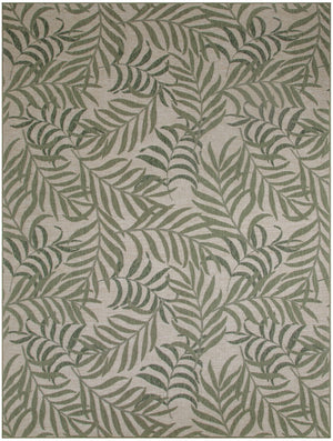 HomeRoots 9' X 12' Stylish Ivory and Green Palm Leaf Area Rug - Durable, Versatile for Indoor & Outdoor Spaces 551427