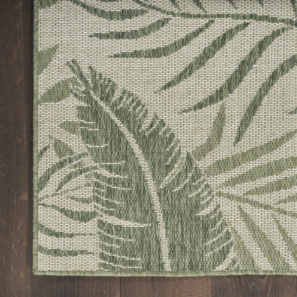 HomeRoots 9' X 12' Ivory Tropical Palm Leaf Area Rug - Durable Indoor/Outdoor Carpet for Stylish Spaces 551428