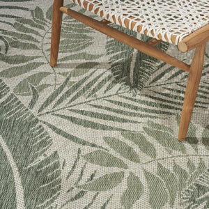 HomeRoots 9' X 12' Ivory Tropical Palm Leaf Area Rug - Durable Indoor/Outdoor Carpet for Stylish Spaces 551428