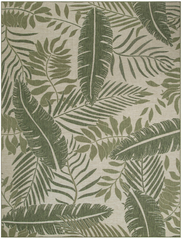 HomeRoots 9' X 12' Ivory Tropical Palm Leaf Area Rug - Durable Indoor/Outdoor Carpet for Stylish Spaces 551428