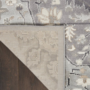 HomeRoots 8' Gray and Black Floral Medallion Area Rug – Elegant Non-Skid Design for Classic Home Décor 9' X 12' 551429