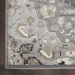 HomeRoots 8' Gray and Black Floral Medallion Area Rug – Elegant Non-Skid Design for Classic Home Décor 9' X 12' 551429