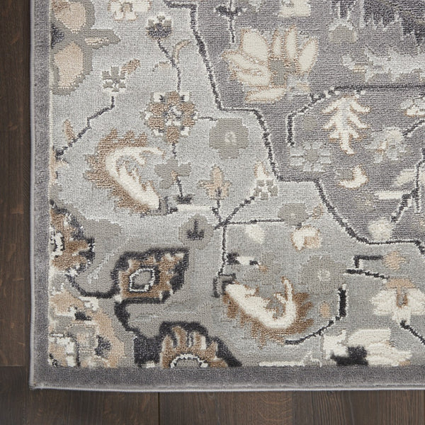 HomeRoots 8' Gray and Black Floral Medallion Area Rug – Elegant Non-Skid Design for Classic Home Décor 9' X 12' 551429