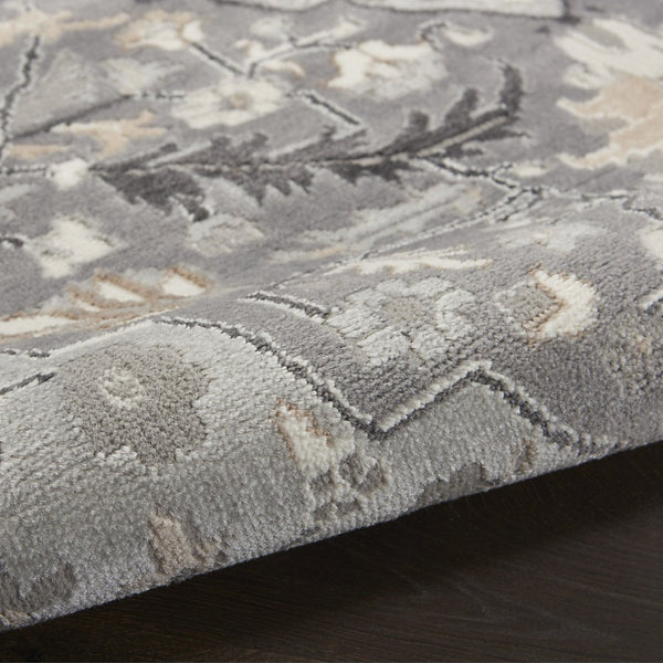 HomeRoots 8' Gray and Black Floral Medallion Area Rug – Elegant Non-Skid Design for Classic Home Décor 9' X 12' 551429