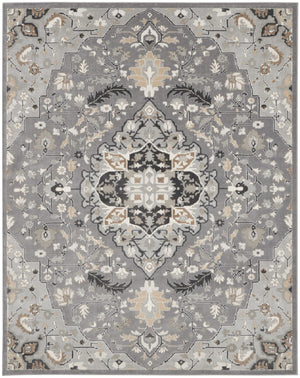 HomeRoots 8' Gray and Black Floral Medallion Area Rug – Elegant Non-Skid Design for Classic Home Décor 9' X 12' 551429