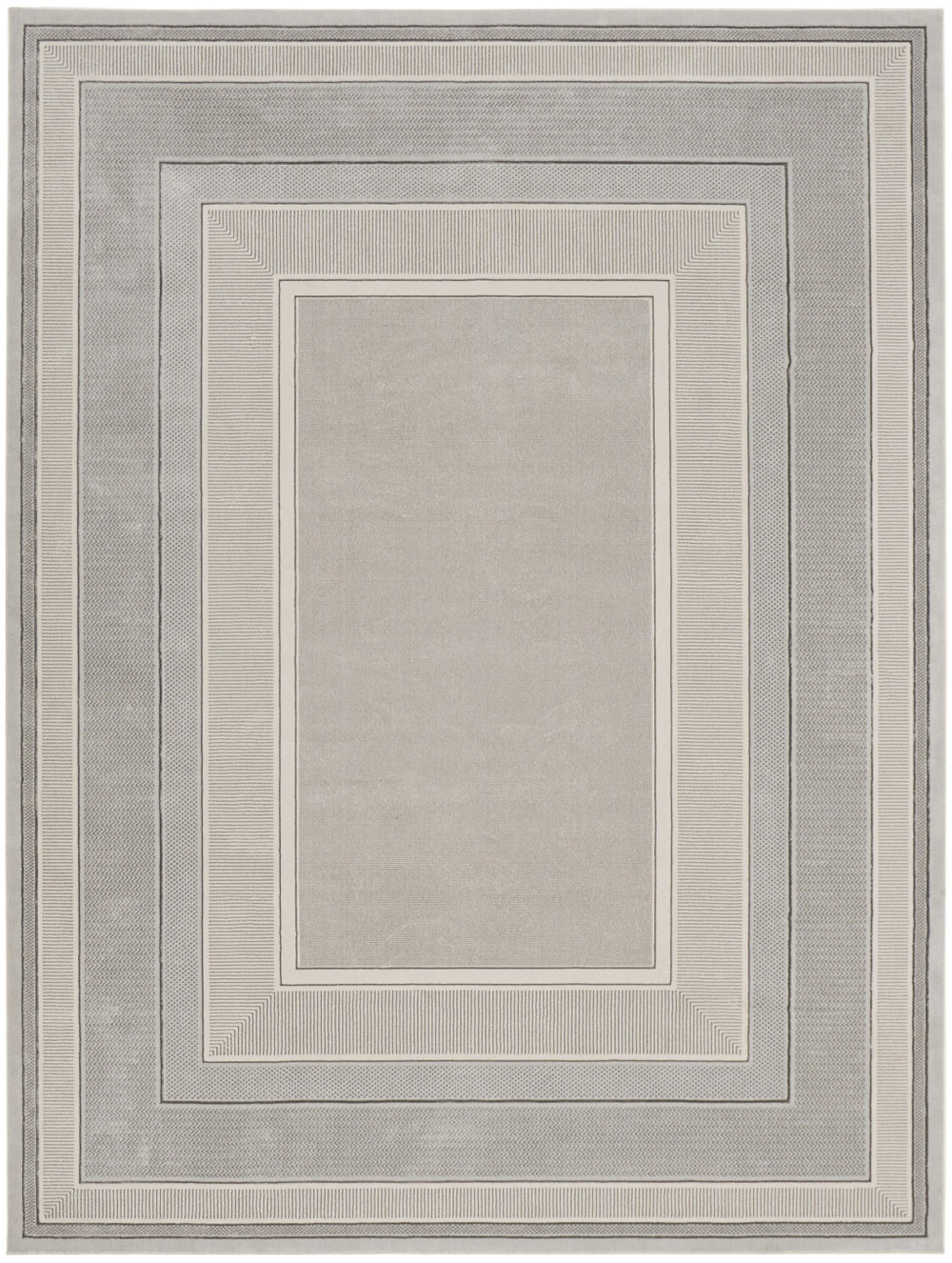 Homeroots 9' X 12' Silver And Ivory Geometric Non Skid Area Rug  Polyester 551430