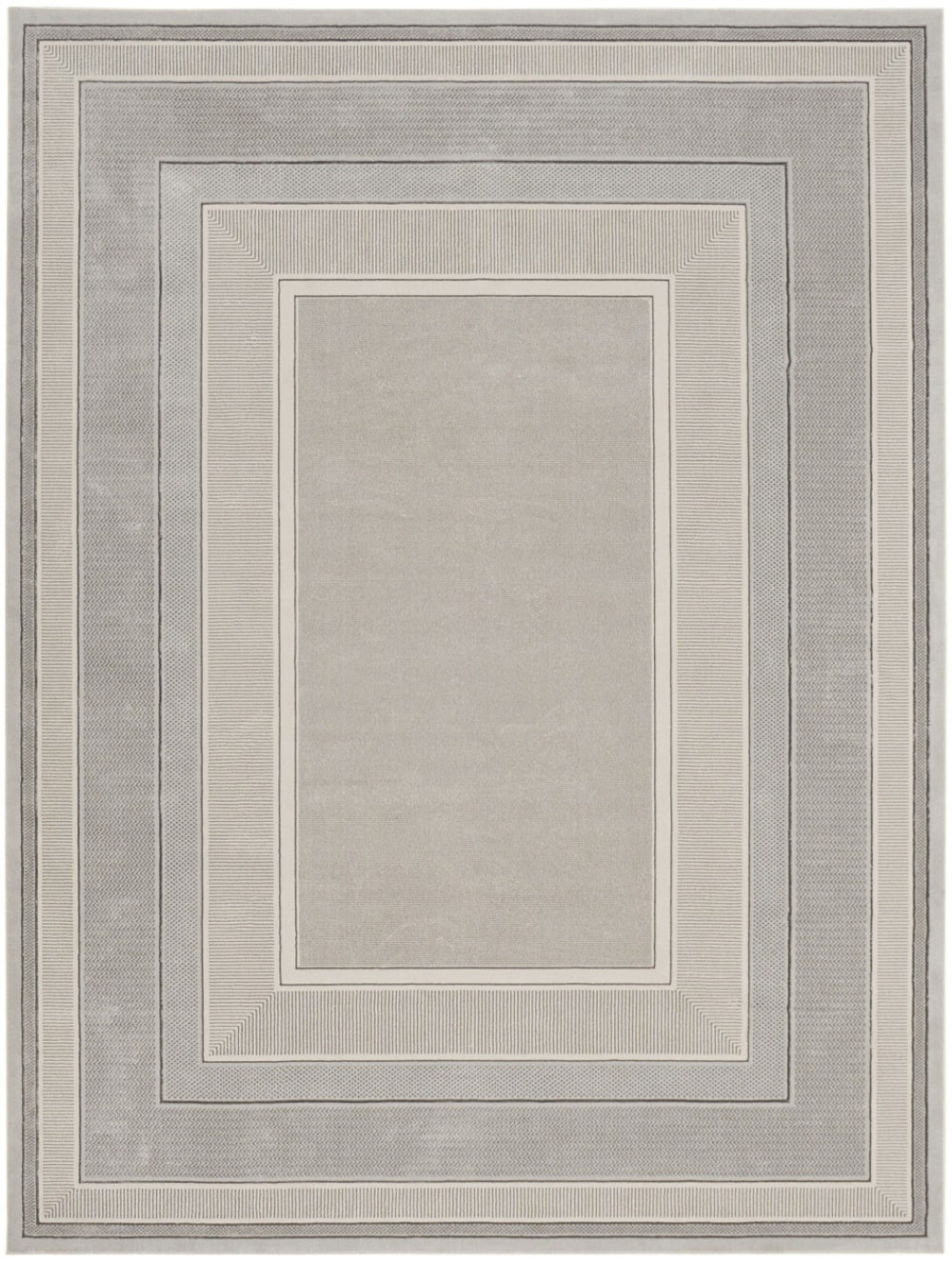 HomeRoots 9' X 12' Silver and Ivory Geometric Non-Skid Area Rug - Durable, Stylish, and Stain-Resistant Design 551430