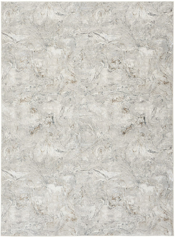 HomeRoots 9' X 12' Stylish Gray and Brown Abstract Non-Skid Area Rug - Durable, Stain-Resistant, Low-Maintenance! 551432