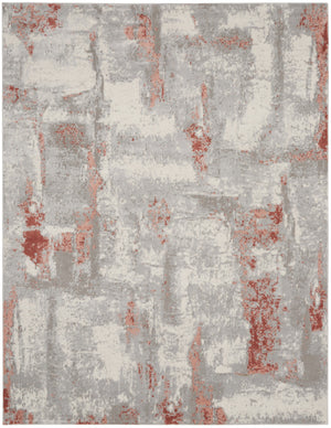 Homeroots 9' X 12' Gray And Red Abstract Non Skid Area Rug  Polypropylene,Polyester 551435
