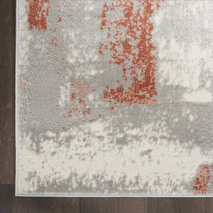 Homeroots 9' X 12' Gray And Red Abstract Non Skid Area Rug  Polypropylene,Polyester 551435