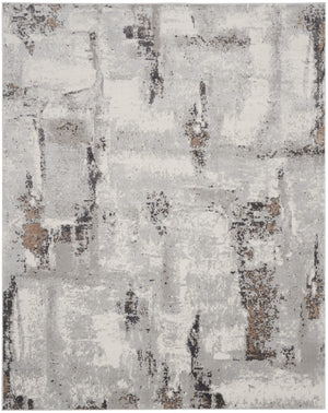 Homeroots 9' X 12' Ivory Black And Gray Abstract Non Skid Area Rug  Polypropylene,Polyester 551436