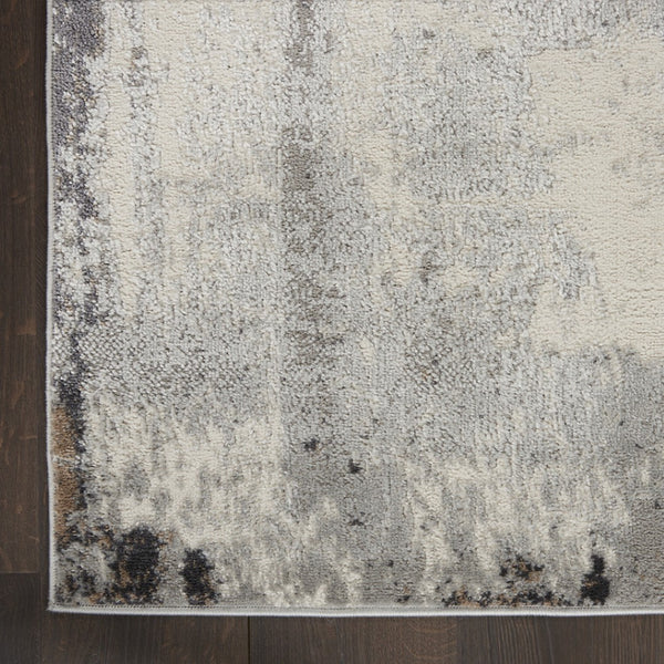 HomeRoots 8' Contemporary Abstract Ivory, Black, and Gray Non-Skid Area Rug for Stylish Home Decor Upgrade 9' X 12' 551436