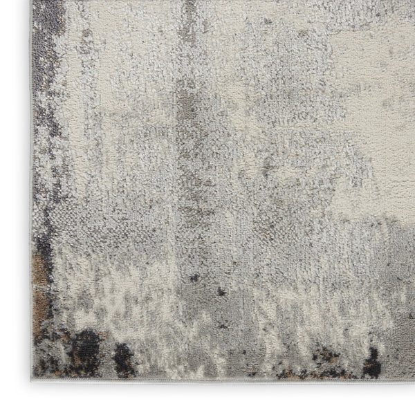 HomeRoots 8' Contemporary Abstract Ivory, Black, and Gray Non-Skid Area Rug for Stylish Home Decor Upgrade 9' X 12' 551436