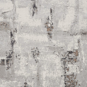 Homeroots 9' X 12' Ivory Black And Gray Abstract Non Skid Area Rug  Polypropylene,Polyester 551436