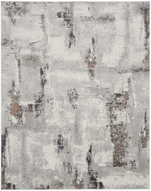 HomeRoots 8' Contemporary Abstract Ivory, Black, and Gray Non-Skid Area Rug for Stylish Home Decor Upgrade 9' X 12' 551436
