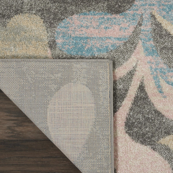 HomeRoots 5' Tropical Floral Area Rug in Beige, Gray & Blue - Perfect for Cozy Living Spaces & High Traffic Areas 9' X 12' 551438