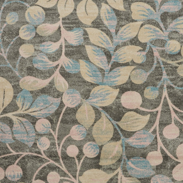 Homeroots 9' Beige, Gray & Blue Botanical Leaves Area Rug - Stain Resistant, Durable, Perfect For Family Spaces!  Polypropylene 551438
