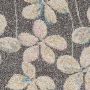 Homeroots 9' X 12' Stain-resistant Beige And Gray Floral Area Rug - Durable, Stylish, Perfect For Family Spaces!  Polypropylene 551439