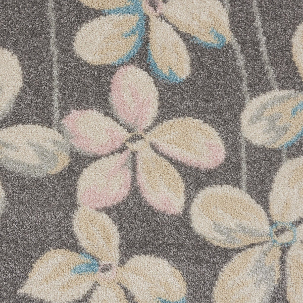 Homeroots 9' X 12' Stain-resistant Beige And Gray Floral Area Rug - Durable, Stylish, Perfect For Family Spaces!  Polypropylene 551439