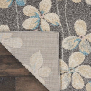 Homeroots 9' X 12' Stain-resistant Beige And Gray Floral Area Rug - Durable, Stylish, Perfect For Family Spaces!  Polypropylene 551439