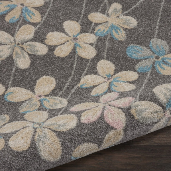 Homeroots 9' X 12' Stain-resistant Beige And Gray Floral Area Rug - Durable, Stylish, Perfect For Family Spaces!  Polypropylene 551439